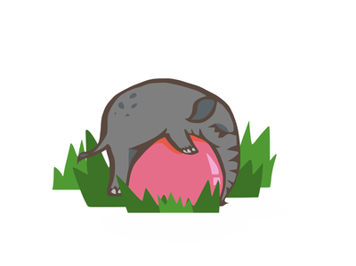 Drawing of elephant on a ball